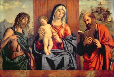 Madonna und Kind mit Johannes dem Täufer und Paulus von Michele Giambono